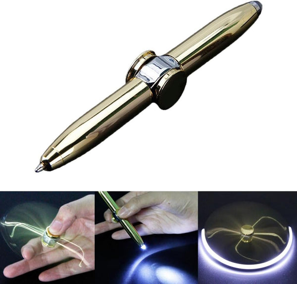 Leuchtender Gyro-Kugelschreiber – Drehbar Zum Stressabbau, Mit LED-Licht, Gold