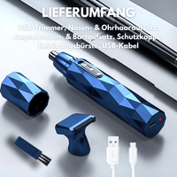 4 IN 1 Nasenhaar - , Ohrhaar - & Augenbrauen - & Barttrimmer | Aufladbar via USB | Abwaschbar - Waagemann