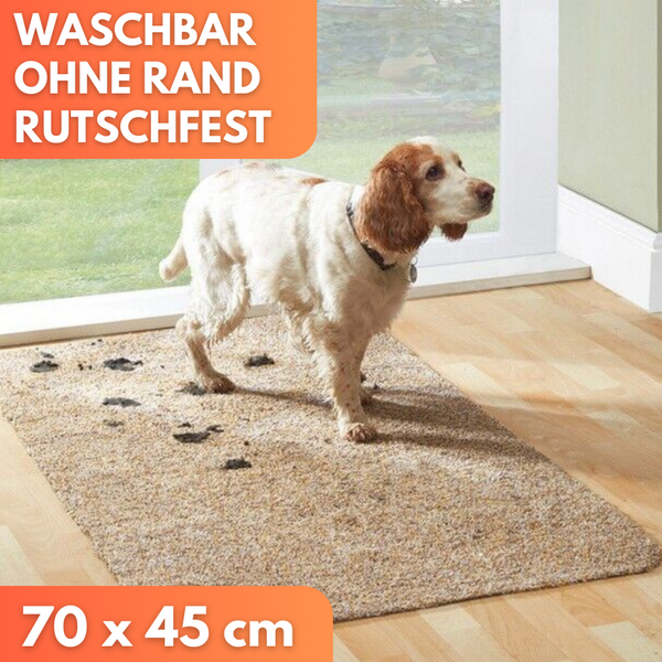 WAAGEMANN Hunde Schmutzfangmatte Saugfähig Waschbar Ohne Rand Rutschfest (70x45cm)