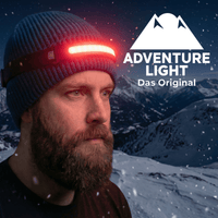 ADVENTURE Stirnlampe LED Kopflampe Wiederaufladbar Bewegungssensor MIT ROTLICHT - Waagemann