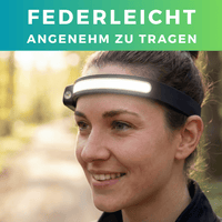 ADVENTURE Stirnlampe LED Kopflampe Wiederaufladbar Bewegungssensor MIT ROTLICHT - Waagemann