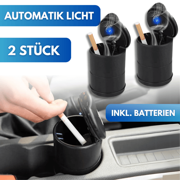 Beleuchteter Auto Aschenbecher mit LED - 2 STÜCK - Waagemann