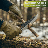 Camping Messer - Outdoor Messer Feststehend - Bushcraft - Messer mit Lederscheide - Full - Tang - Messer - Campingmesser - Survival Campmesser - Waagemann