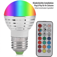 E27 3W RGB LED Glühbirne mit Farbwechsel Kerzenlicht Lampe mit Fernbedienung - Waagemann