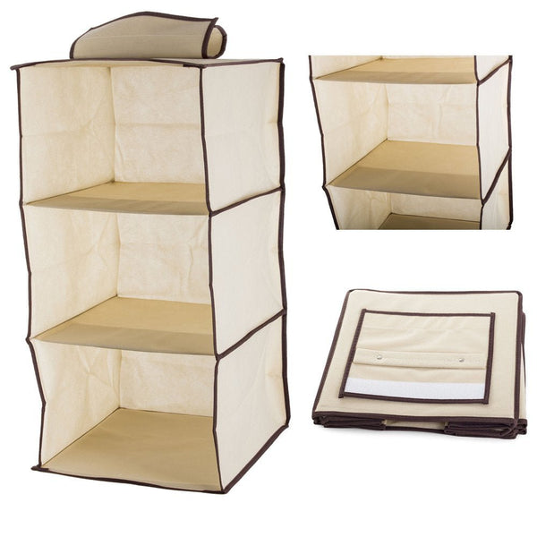 Hänge - Organizer für Kleiderschrank, 10 Regalfächer, 30x30x60 cm, beige - Waagemann