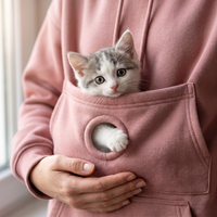 Nahaufnahme: Kätzchenpfote im runden Guckloch der Kuscheltasche