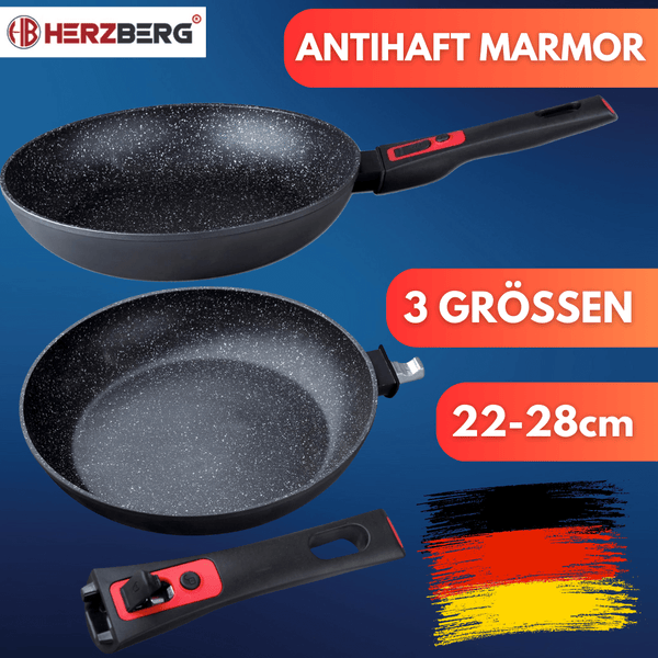 Pfanne mit Marmorbeschichtung & abnehmbarem Griff - 3 Grössen ebay - Waagemann