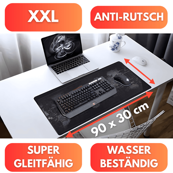 XXL Mauspad & Schreibtischunterlage 90 x 30 cm Weltmuster - Waagemann