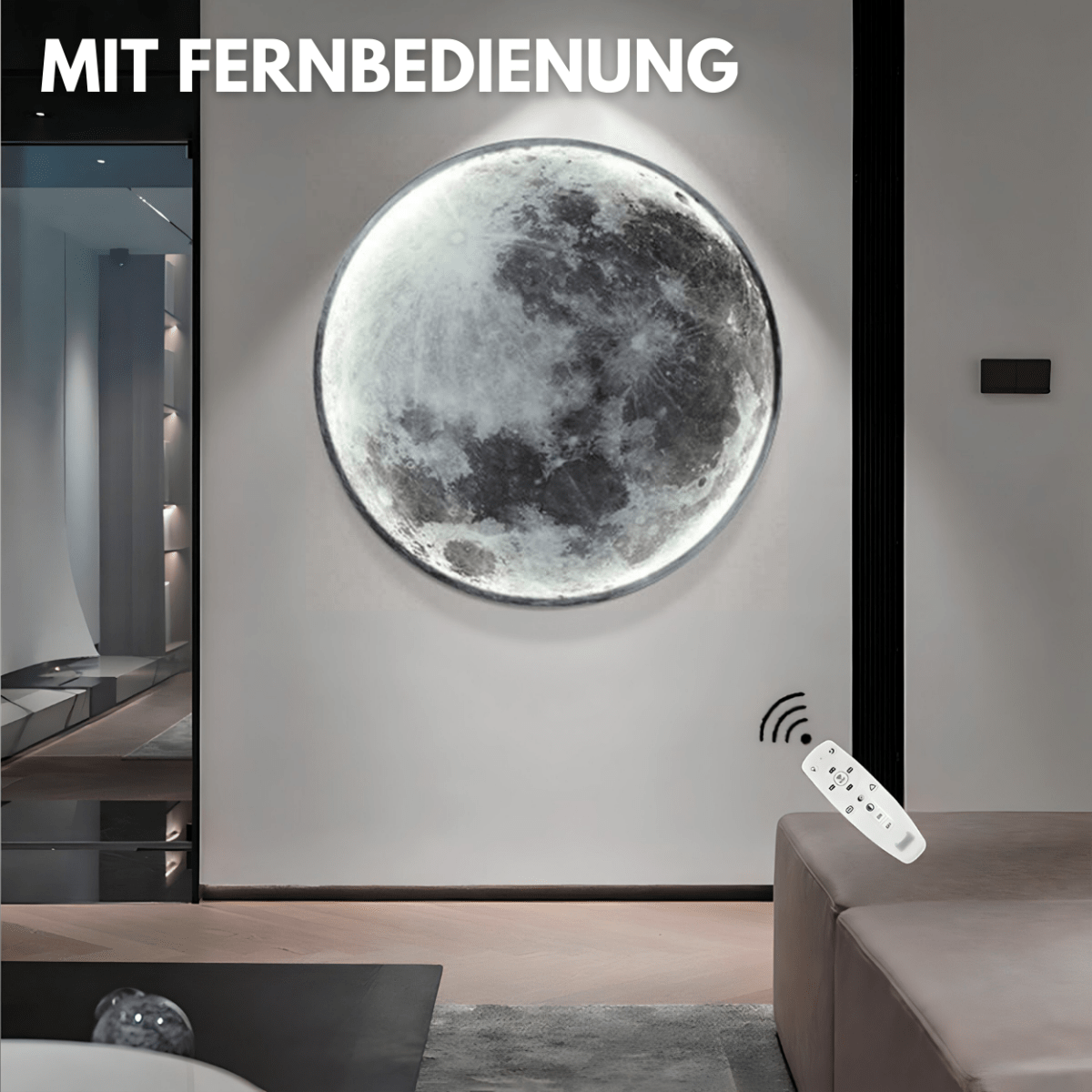 3D Mond Wandlampe mit Fernbedienung - Waagemann