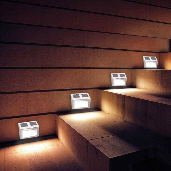 An der Wand montierbare Edelstahl Solar-Außenlampen (4er Set) - Waagemann