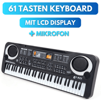 Digital 61 Tasten Keyboard E-Piano Klavier 255 Sounds Rhythmen Lern Funktion LCD - Waagemann
