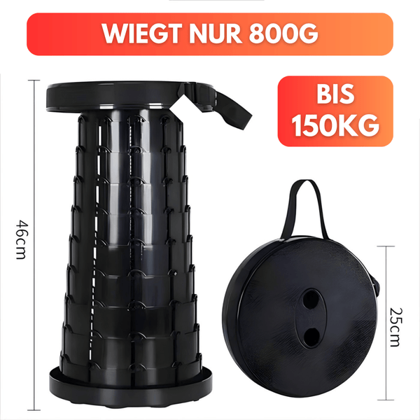 Flexistool - Der ausziehbare portable Hocker - Bis 150kg - Waagemann