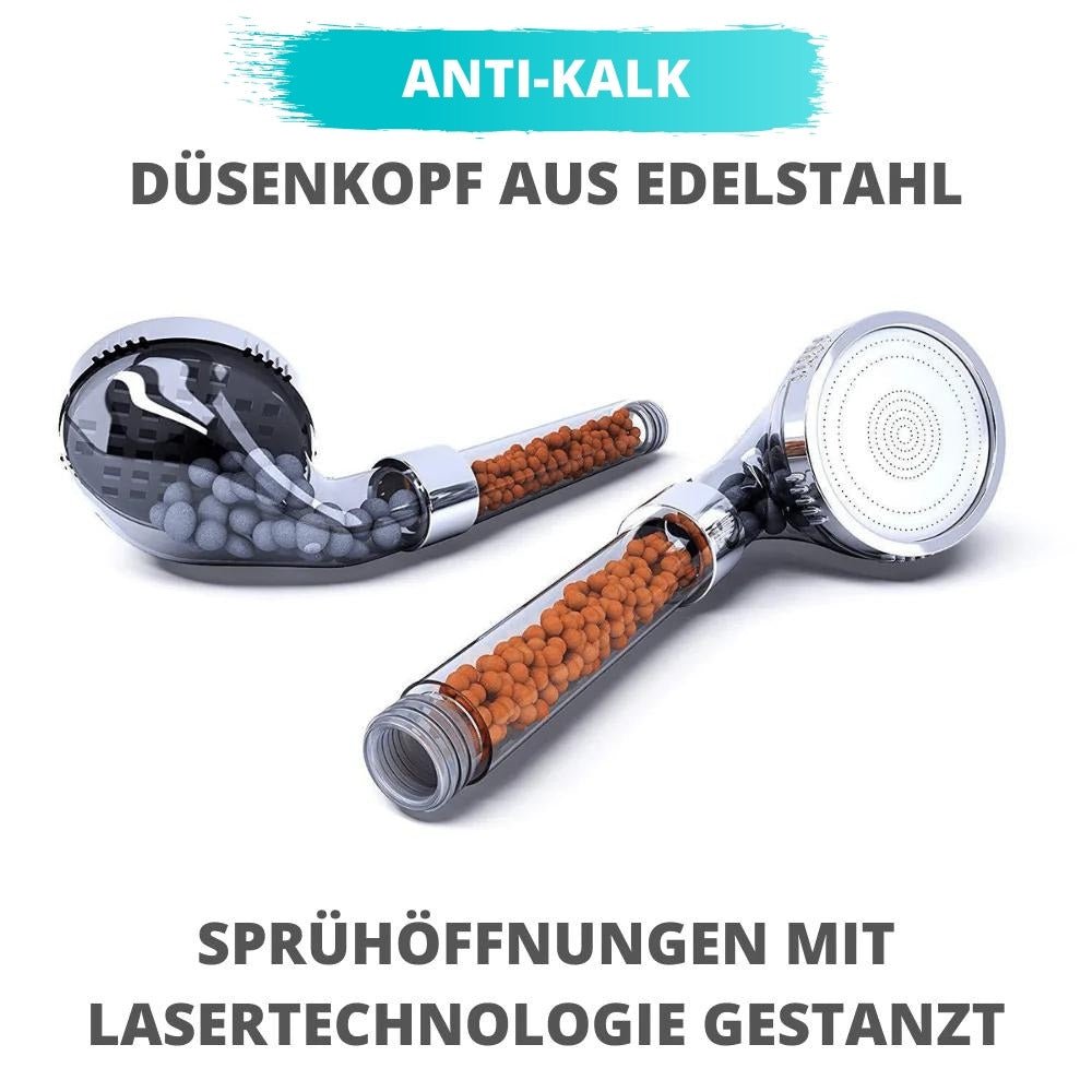 Oumefar Negativ-Ionen Duschkopf Mit 3 Filterpads – 6 Cm, Hochdruck, Wassersparend – Für Zuhause, Spa & Hotel