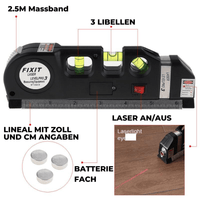 LevelPro 4 IN 1 Wasserwaage & Laser-Nivelliergerät & Maßband - Waagemann