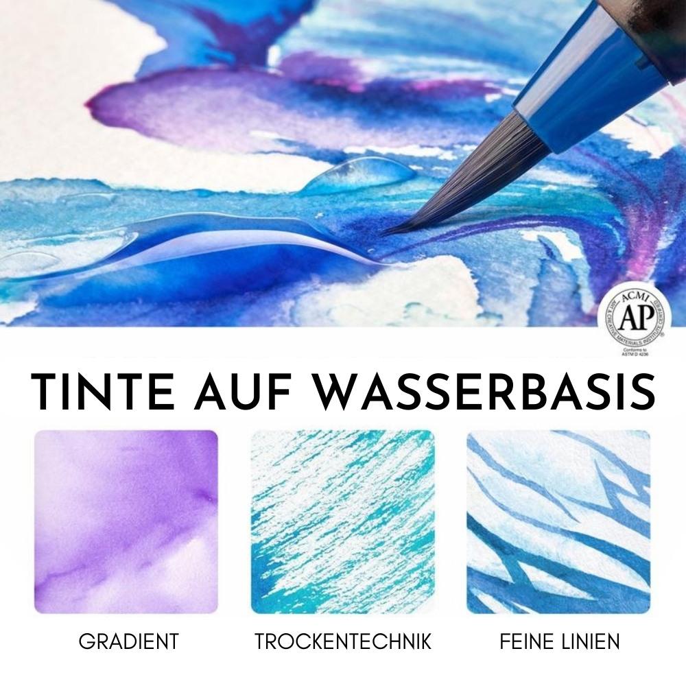 10er Aquarell-Pinsel-Set Mit Blauen Holzgriffen — Ideal Für Schule, Hobby & Kreative Projekte