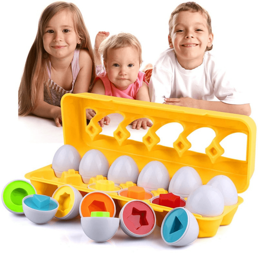 12-teiliges Puzzle-Eier Set - Bunte Formen-Sortier-Spielzeug Für Kleinkinder Ab 18 Monaten