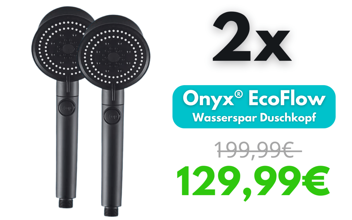 Onyx EcoFlow – 5 Modi Wasserspar Duschkopf - 2er Bundle - Waagemann