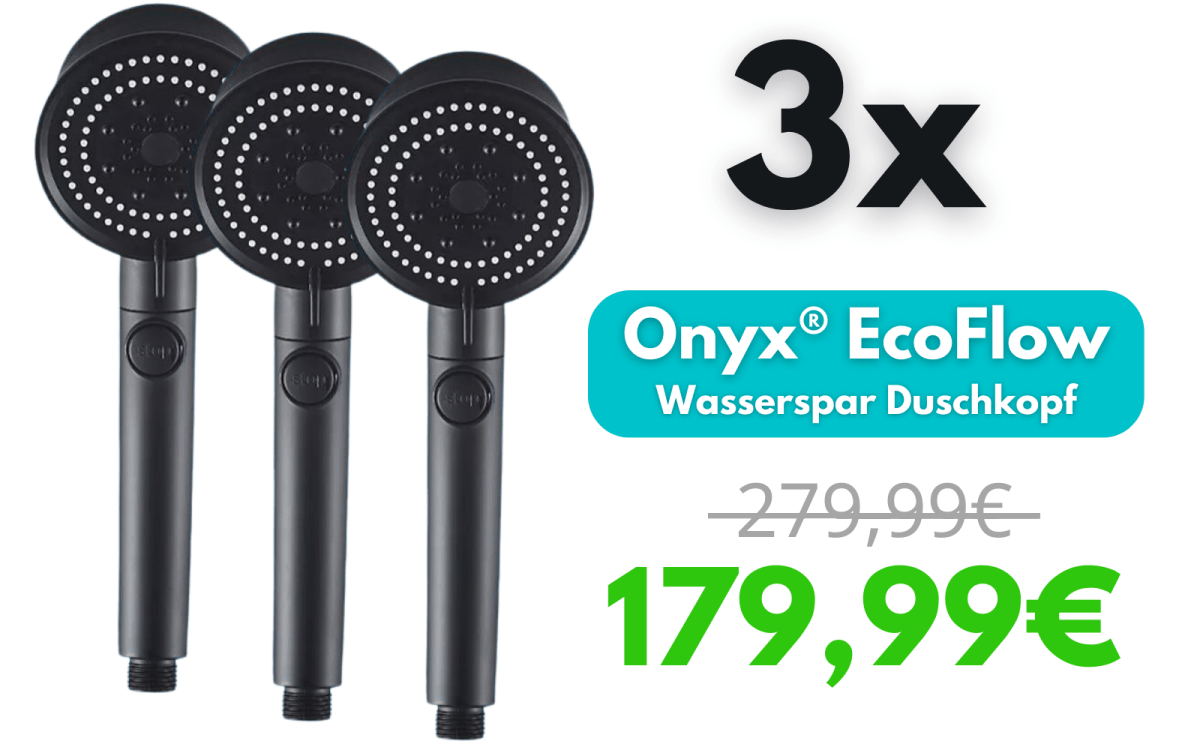 Onyx® EcoFlow – 5 Modi Wasserspar Duschkopf - 3er Bundle - Waagemann