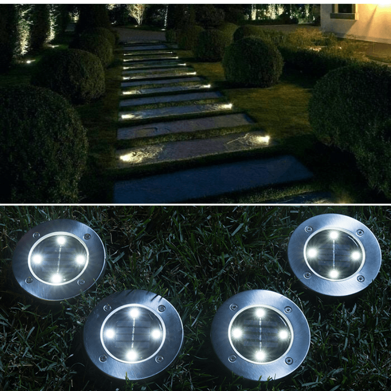 Wasserfeste Edelstahl LED Solar Bodenleuchten mit Lichtsensor (4er Set – Waagemann