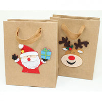 Weihnachtliche Kraftpapier-Geschenktüten mit Motiven aus Filz 15x12cm (4er Set) - Waagemann